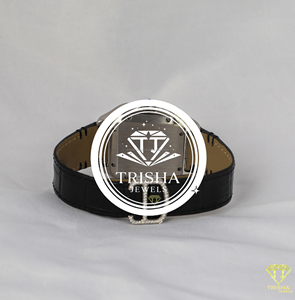 Montre de luxe pour homme, bracelet en cuir noir, lunette sertie de diamants, cadran carré, montre de prestige - Product Image 3