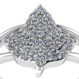 Silver White <b>Crystal</b> Leaf <b>Ring</b> Women Elegant Fashion Jewelry Sterling Silver <b>Ring</b> Stylish Statement Accessory Gift Daily Wear - Product Image 6