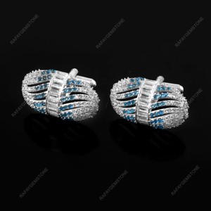 Boutons de manchette en laiton avec pierres AD, doré, accessoires de chemise formelle, cadeau de luxe pour marié, anniversaire de mariage, fête, ensemble de créateur pour homme - Product Image 4