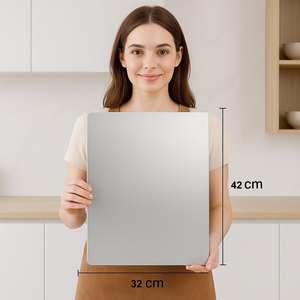 Tabla de Cortar de Acero Inoxidable, Rectangular Grande, 32x42 cm, Superficie de Preparación de Metal Grueso - Product Image 1