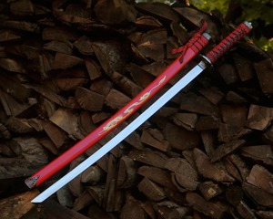 Couteau Red Dragon décoré, DIY, OEM, lame en acier Damas, bord droit, épaisseur 0,45 mm, manche en cuir, lame simple incluse - Product Image 4