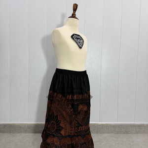 Wholesale Vintage Black Embroidery Long Skirt Women Casual High Waist <b>Elastic</b> Midi Skirts Ethnic Style Boho Maxi Dress Plus Size - Product Image 3