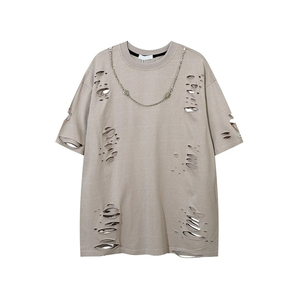 220 Grams Mens Black <b>Polyester</b> Knitted Basic <b>T</b>-<b>Shirt</b> Front Oversized Neck Short Sleeve Loose Fit Casual Streetwear Anti-Shrink - Product Image 5