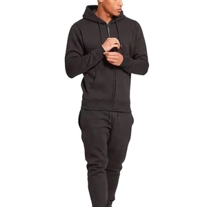Survêtements de sport pour hommes avec logo imprimé en couleur unie personnalisée, vêtements de sport décontractés, pantalons de survêtement à fermeture éclair intégrale, ensemble de course à pied pour hommes - Product Image 4