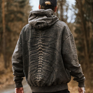 Sweat-shirt Streetwear délavé à l'acide personnalisable, en coton épais 100%, coupe ample, écologique, vêtement de mode - Product Image 2