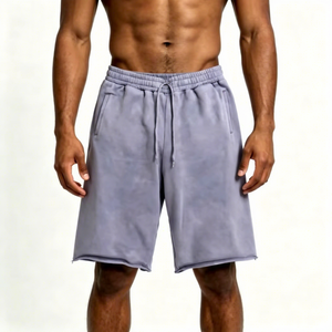 Pantalones Cortos Casuales de Color Sólido para Hombre, Cintura Elástica, Tela de Rizo Suave, Estilo Streetwear, con Cordón Ajustable, para Verano - Product Image 2