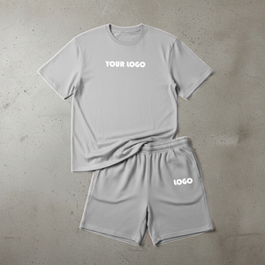 Custom Made Men Casual Shorts Sets Short Sleeve Cotton <b>T</b>-Shirt Shorts Plain Tracksuit Set Menswear 2 Piece Sets - Product Image 2