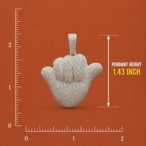 Colgante Personalizado con Diseño de Gesto Shaka, Hecho a Mano en Plata 925 con Diamantes Moissanite, Regalo para Hombre - Product Image 3