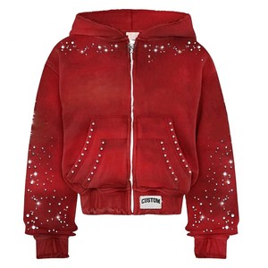 Vente en gros de sweats à capuche pour hommes en molleton français, fermeture éclair intégrale, broderie personnalisée, vêtements streetwear, fournisseur de marques aux États-Unis - Product Image 6