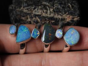 แหวนโอปอลออสเตรเลียแบบดับเบิ้ลปรับขนาดได้-เงินแท้925-พลอยประจำเดือนตุลาคม-เครื่องประดับทำมือ-ของขวัญสำหรับเธอ - Product Image 3