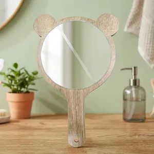 Wooden Handle Hand <b>Mirror</b> for Makeup Women Girls Portable <b>Handheld</b> Vanity <b>Mirror</b> - Product Image 3