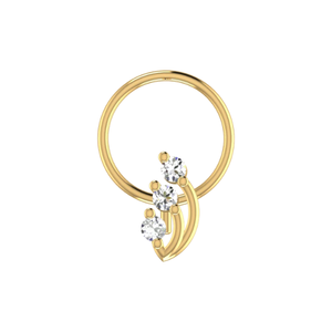 Bijoux de piercing fin en or 14 carats pour Trinity Sparkle Design 0.054ct Épingle de nez en diamant naturel - Product Image 1