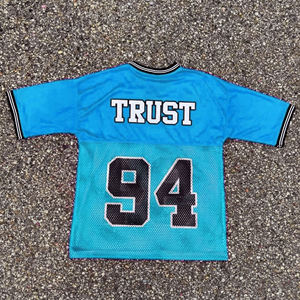 Camiseta Deportiva Trust 94 de Malla Azul para Hombre, Manga Corta, Cuello Redondo, Transpirable, Tejido de Punto, Corte Regular - Product Image 1