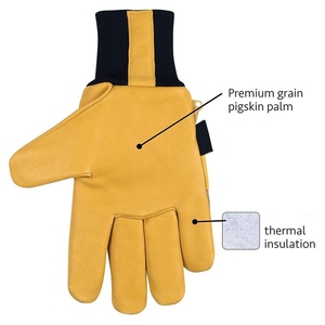 Gants de travail en cuir de vachette grainé haute performance, résistants à l'abrasion, doux et confortables, pour usage domestique et professionnel. - Product Image 4