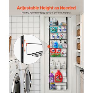 Organizzatore da Appendere Sopra la Porta a 8 Livelli in Acciaio Resistente, Portaspezie Regolabile da Parete con 8 Ripiani - Product Image 3