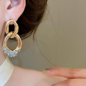 Modernos Pendientes de Diamantes Sintéticos Chapados en Oro de 14K, Unisex, Estilo Vintage, para Uso Diario, Corte Brillante Redondo, Regalo de Joyería - Product Image 3