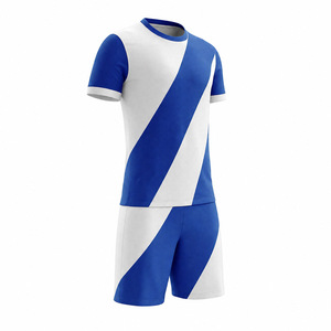 Maillot de handball personnalisé imprimé par transfert thermique pour équipes nationales masculines, bleu rayé, manches courtes, col en V, anti-humidité, 100 % évacuation de l'humidité - Product Image 6