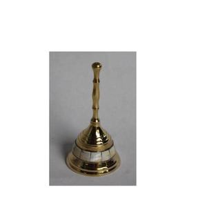 Cloche de Noël en laiton poli miroir et mosaïque de nacre avec techniques de placage et d'impression, souvenir - Product Image 2