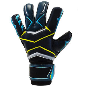 Gants de gardien de but de football noir bleu jaune, en cuir PU, antidérapants, respirants, avec sangle de poignet réglable, unisexe - Product Image 1