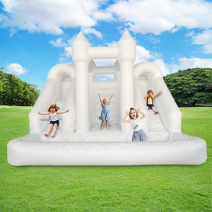 Château gonflable commercial blanc <span class=keywords><strong>pour</strong></span> <span class=keywords><strong>mariage</strong></span> avec toboggan, idéal <span class=keywords><strong>pour</strong></span> les événements et la location de fêtes - Product Image 2
