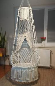 Hamaca Colgante de Macramé, Silla Hamaca, Silla Colgante de Macramé, Columpio para Exteriores, Columpio para Interiores - Product Image 4