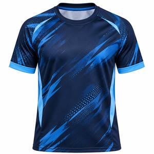 Camiseta de Fútbol Sublimada para Hombre, Manga Corta, Cuello Redondo, Absorbe la Humedad, 100% Poliéster, Corte Atlético, Estampado Geométrico Azul - Product Image 2
