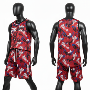 Conjunto de camiseta y pantalones cortos de baloncesto para hombre, premium, 180 GSM, malla de poliéster transpirable, rojo y negro, sublimación, logotipo personalizado, conjunto de pantalones cortos para hombre - Product Image 4