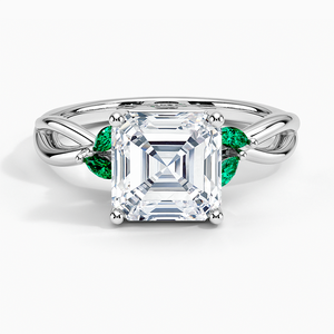 BOJ <b>Ring</b> 068 Asscher Cut 925 <b>Silver</b> Engagement <b>Ring</b> With <b>Emeralds</b> Diamond <b>Ring</b> 2ct D Color VVS1 Moissanite GRA Certified Sale - Product Image 1