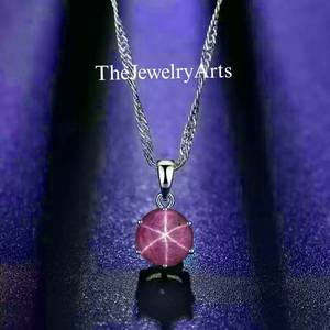Handmade Trendy Star <b>Ruby</b> Pendant <b>Necklace</b> 925 Sterling Silver VVS Clarity 7x7mm Gemstone Gift for Women - Product Image 6