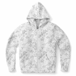 Sudadera con capucha extragrande con cremallera floral, de algodón grueso y forro polar, estilo urbano, unisex, personalizada, con cremallera completa - Product Image 3