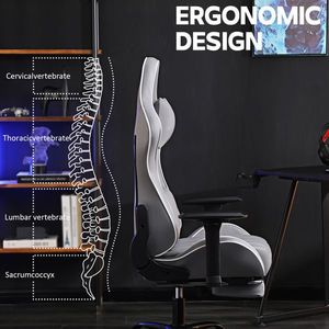 Sedia da Gaming Ergonomica per Adulti, Capacità 180 kg, Comoda Sedia da Ufficio con Supporto Lombare Regolabile per Persone Robuste e Alte - Product Image 6