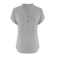 Pull tricoté décontracté à col rond et boutons pour femme, grande taille, anti-plis, anti-boulochage, 200g, avec logo brodé et tie-dye, manches courtes