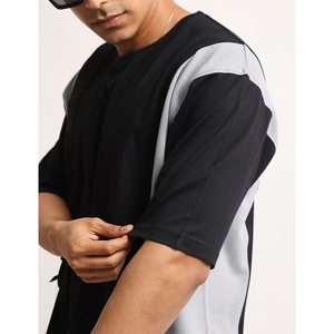 T-shirt en coton 100% à col rond et manches courtes, coupe oversize, épaules tombantes, décontracté, uni, tricoté, pour homme, idéal pour le fitness, vente en gros - Product Image 5