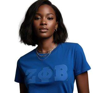 T-shirt Zeta Phi Beta bleu avec lettres grecques pour femme, en coton doux, décontracté, vêtement de sororité, élégant pour tous les jours - Product Image 5