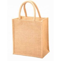 Vente en gros Sacs fourre-tout en jute de couleur unie avec doublure en coton Fermeture à glissière ouverte Sacs à provisions à bas prix