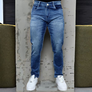 Jeans en denim bleu extensible pour hommes Gex en gros, taille mi-haute - Product Image 1