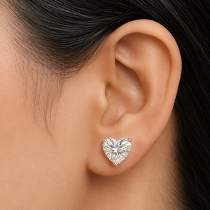 Boucles d'oreilles romantiques en forme de cœur avec diamants pour femmes, moissanite plaqué or blanc 10K, meilleur cadeau pour la Saint-Valentin - Product Image 5