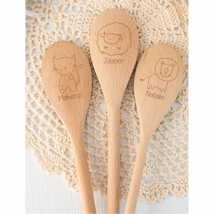 Custom Logo Laser Engraved Wooden <b>Spoon</b> Eco-friendly Natural Beech Wood Cooking Utensils Personalized Kids Name Mini <b>Spoons</b> - Product Image 1