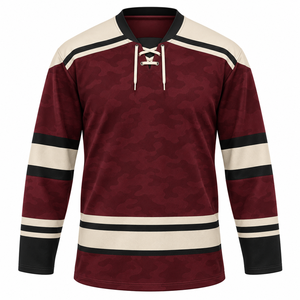 Maillot de hockey sur glace unisexe respirant grande taille, service OEM, quantité en stock, personnalisable pour équipe sportive, 100 % polyester - Product Image 1