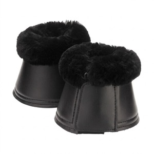 Bottes de cheval noires ODM avec garniture en fausse fourrure et sangle Velcro, emballage par paire pour la protection en course - Product Image 1