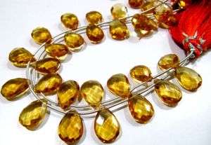 Perles de citrine hydrofugée, forme poire, briolette facettée, 8 pouces - Product Image 3
