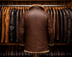 Chaqueta Bomber B3 de Piel de Oveja Marrón para Hombre |   Chaqueta de vuelo RAF Aviator de piel de oveja - Product Image 3