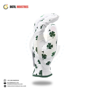 Gant de golf en cuir Cabretta super doux de qualité supérieure, main droite, blanc, imprimé trèfle vert, antidérapant, fermeture auto-agrippante, extérieur, unisexe - Product Image 4
