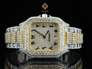 นาฬิกาข้อมือผู้ชาย Pahal Jewels หรูหรา ระบบออโตเมติก ประดับเพชร ตัวเรือนทรงสี่เหลี่ยม สายสแตนเลส แสดงวันที่ หน้าปัดอนาล็อก - Product Image 1