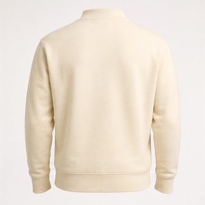 Sudadera Personalizada para Hombre, Color Marfil, Cuello Alto Clásico, Corte Relajado, Tejido de Algodón Peinado, Modelo MCRW-0045 - Product Image 2