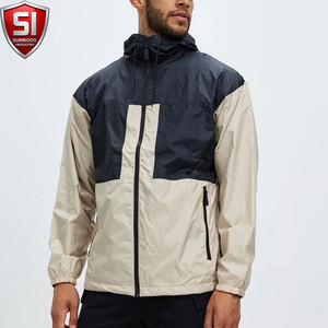 SUMROOS INDUSTRY <b>Men's</b> Hooded Windbreaker <b>Jacket</b> Color Blocking Polyester Zipper Closure Casual Spring Outerwear - Product Image 3
