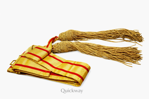 Cinturón de Cintura Ceremonial Rojo y Dorado, Accesorio para Vestido Formal con Borlas Doradas, para Disfraces y Eventos Especiales - Product Image 3