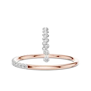 Bague délicate et fine en or massif 10K 14K 18K avec 15 diamants de laboratoire taille U, unisexe, pour le quotidien, empilable, bijoux fins IGI - Product Image 5