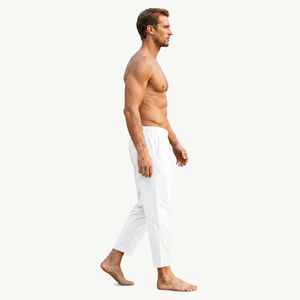 Pantalon décontracté pour homme, coupe ample, tissu léger, taille élastique, pantalon de tous les jours - Product Image 3
