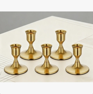 Wholesale Gold <b>Brass</b> Metal Short Taper Handmade Eco-Friendly Durable Modern Minimalist Candle Holder <b>Candlestick</b> Stand Table - Product Image 3
